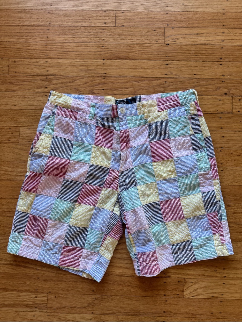 Polo Ralph Lauren Prospect Patchwork Madras Seersucker Plaid Shorts Men’s 35